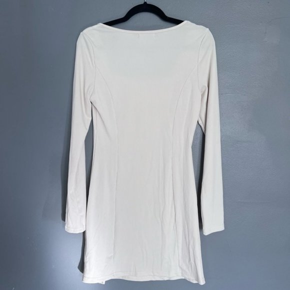 Shein Long Sleeve Ribbed Body Con Dress - Large in Cream - Picture 6 of 6